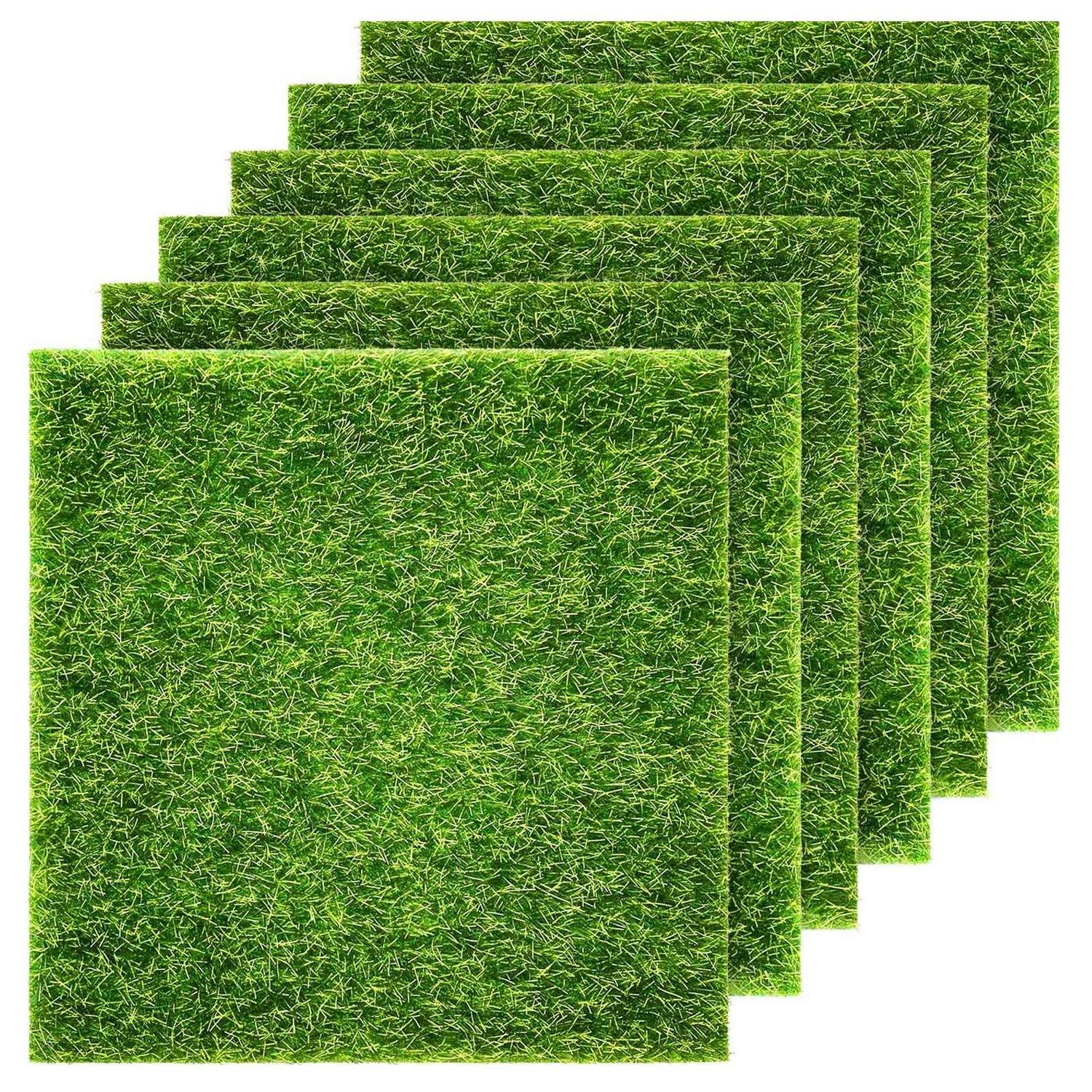 Green Tabletop Decor Garden Grass Lawn Synthetic Turf Mat Thick Faux Artificial Grass For Dollhouse Ornament Diy Decoration