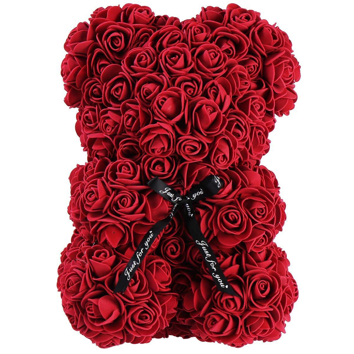 High Quality Popular Design 25cm Rose Teddy Bear Gift Box Valentines Gifts Artificial Flower Foam Teddy Rose Bear