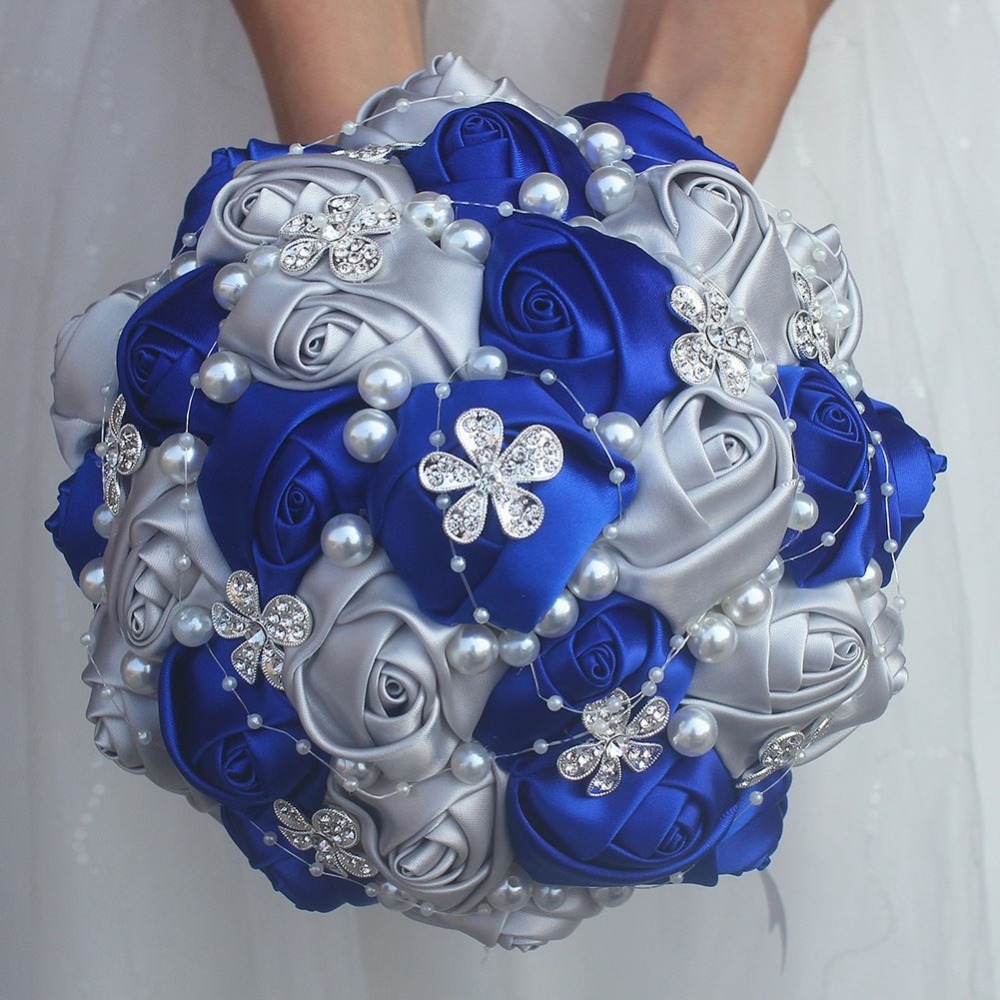 Factory Wholesale Handmade Artificial Pe Foam Rose Floral Bridal Wedding Flower Bouquet Holder With Pearl