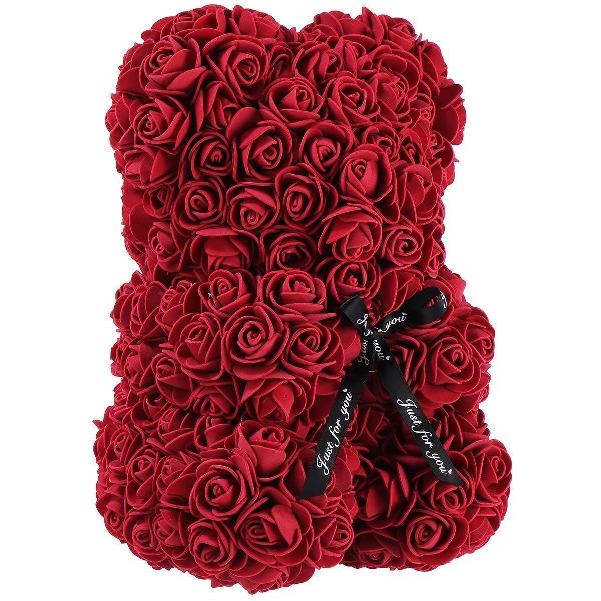 High Quality Popular Design 25cm Rose Teddy Bear Gift Box Valentines Gifts Artificial Flower Foam Teddy Rose Bear