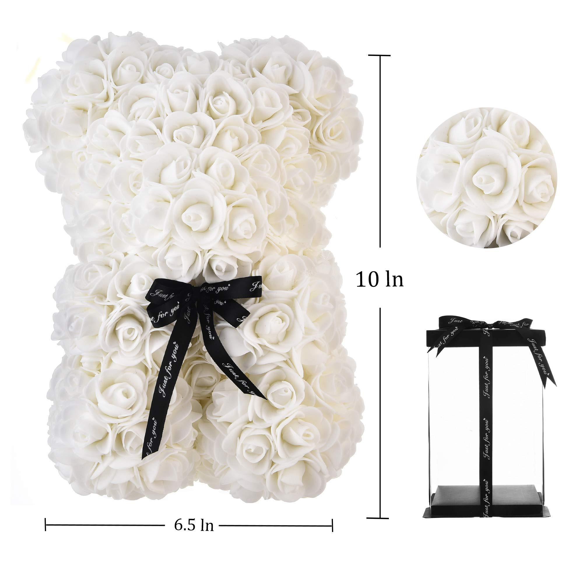 DIY 25cm Teddy Rose Bear With Box Artificial PE Flower Roses Bear Flower Head Artificial Rose Bear With Box