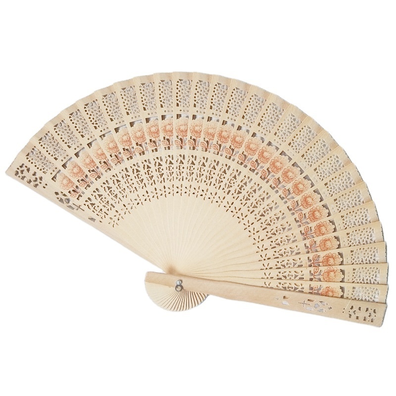 Eco-Friendly Traditional  Wooden Hand Fans With Metal Rings Bamboo Fan for Personalized Gift Hand Folding Fans