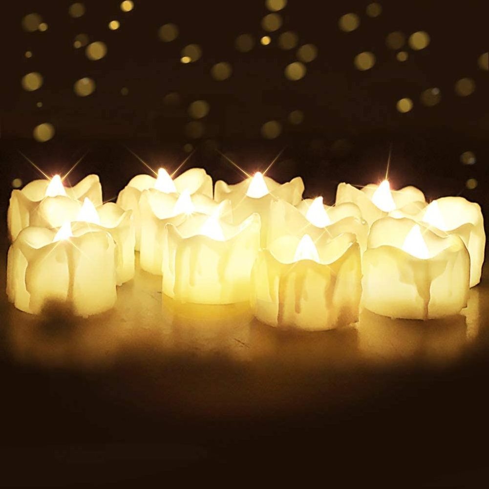 12 pcs/box Flameless LED Tea Candle Lights with Timer Battery Operated Flickering Tea lights for Mothers Day Gifts 24 Hours