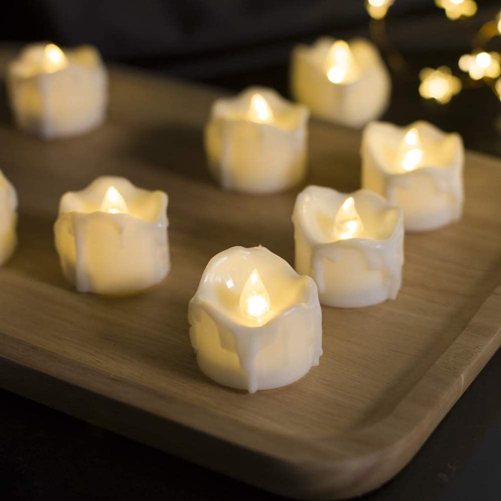 12 pcs/box Flameless LED Tea Candle Lights with Timer Battery Operated Flickering Tea lights for Mothers Day Gifts 24 Hours