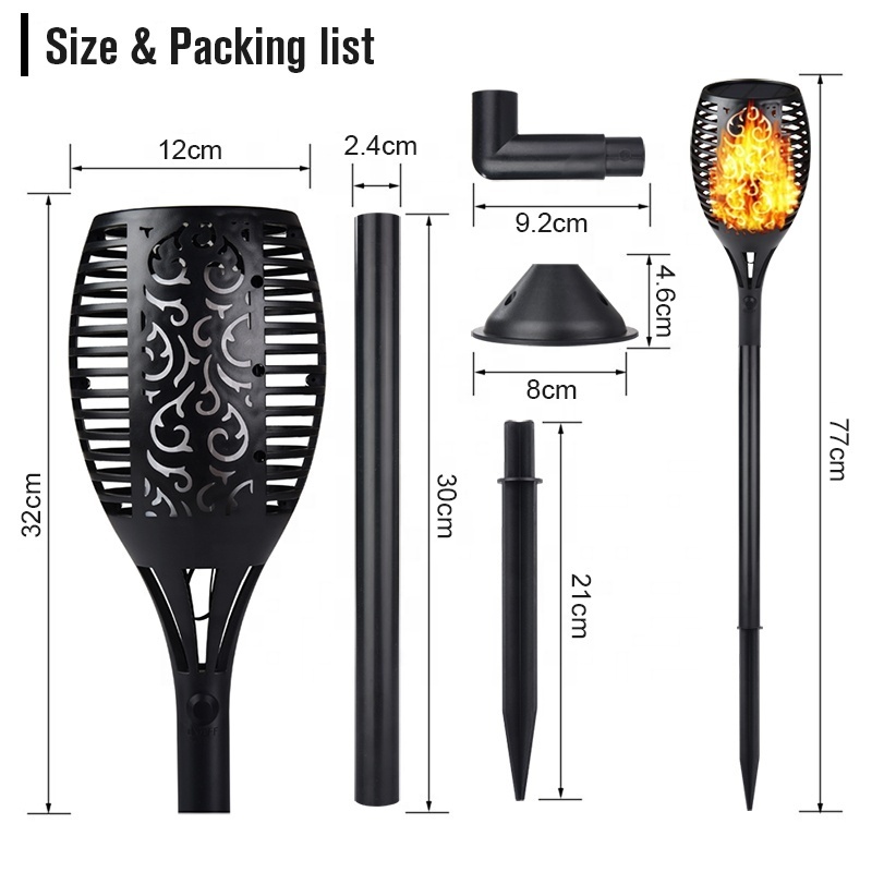 Hot 51 96 LED Solar Flame Torch Flickering Waterproof Garden lights Decor lighting Landscape Lawn Lamp Outdoor Solar Light