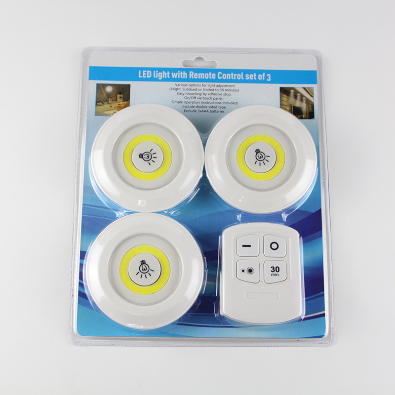 4 Inch Battery Operated Baby Adjustable Brightness Timer Puck Night Light with remote controller