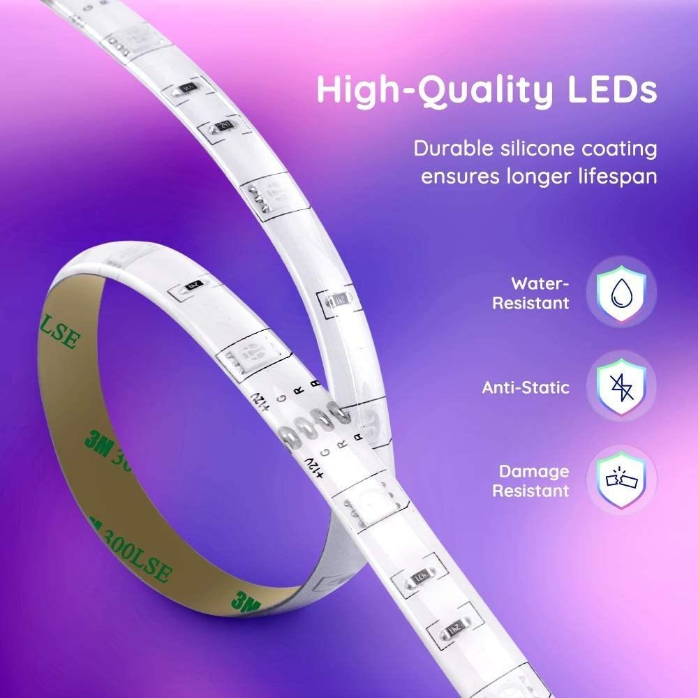 RGB LED Strip String Lights Waterproof Color Changing with Remote Bright Multicolor LED Light for indoor Kitchen Yard Christmas