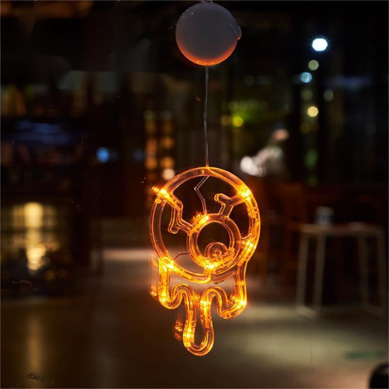 Hanging LED Battery Powered Pendant Suction Pumpkin Ghost Halloween Lights for Window Decoration