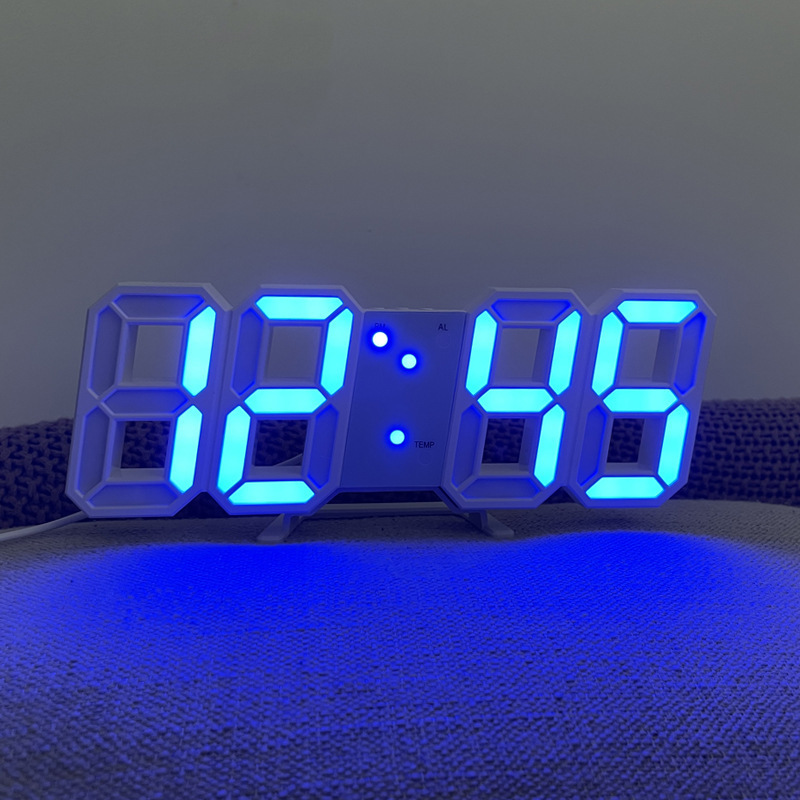 3d Led Table Wall Clock Digital Timer Nightlight Watch Alarm Clock For Warehouse Office Living Room 12/24h Brightness Adjustable