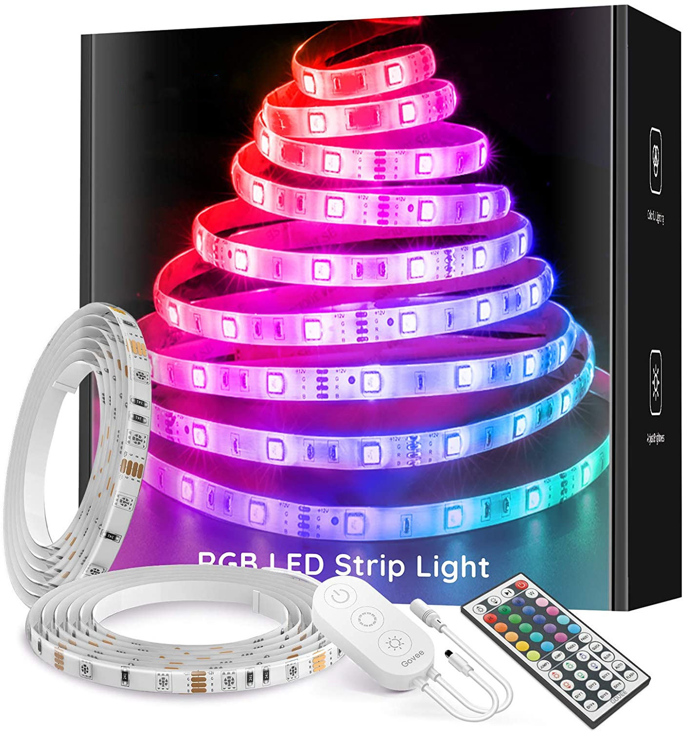 RGB LED Strip String Lights Waterproof Color Changing with Remote Bright Multicolor LED Light for indoor Kitchen Yard Christmas