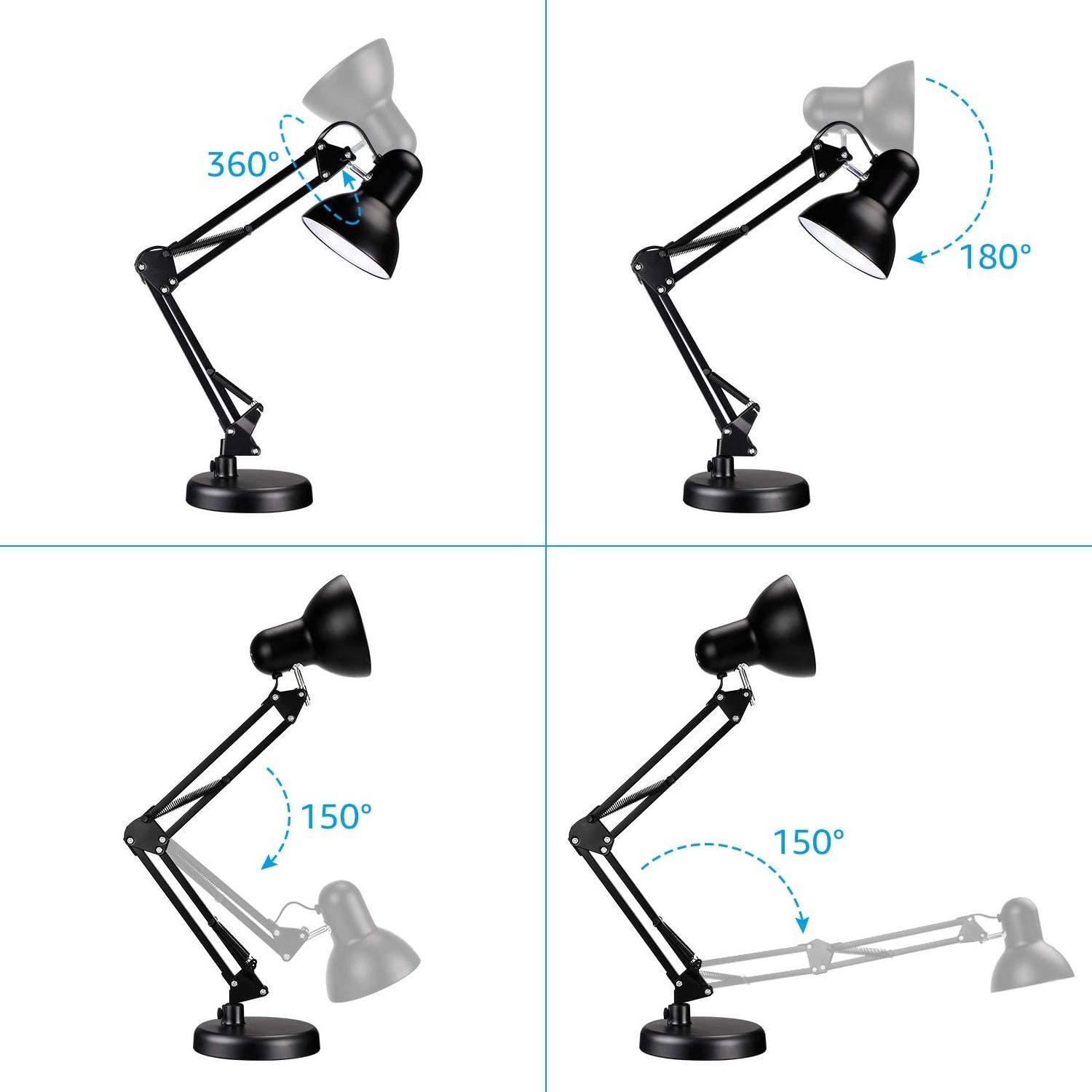 Metal Swing Arm luxury Table night Lamps Adjustable Clamp Architect Gooseneck Pixar Lamp for Bedroom Office Bulbs Multi-Joint