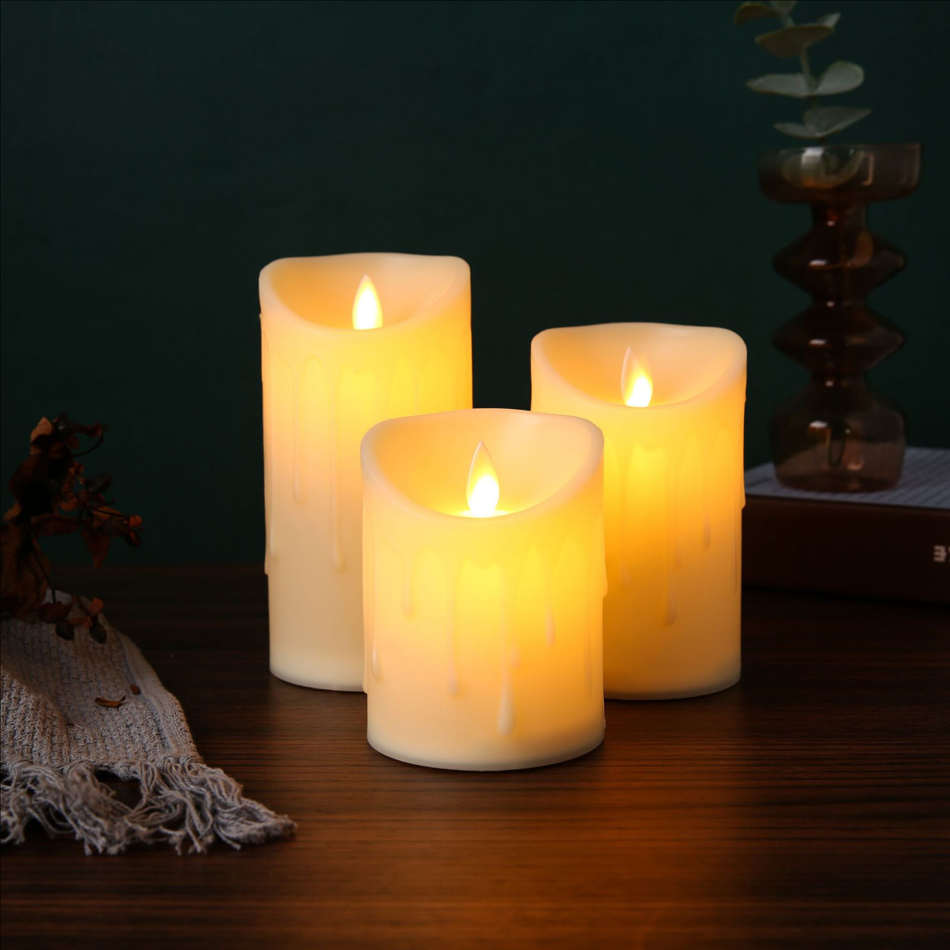 Artificial Cheap Plastic Remote Control Battery Operated Simulated Moving Flicker Flame LED Candle