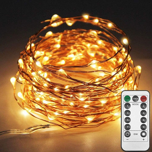 33ft 100 LED copper wire string lights 8 Modes USB Battery Powered with Remote Control for Party Home Christmas Decoration