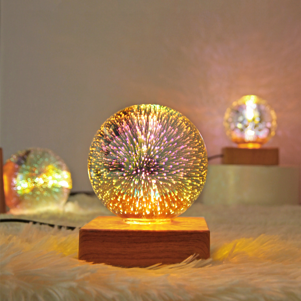 USB 3D LED Crystal USB Sphere Lightning Lamp Colorful Ball Night Lights Magic Glass Sphere Novelty Ball Light Plasma Table Lamp