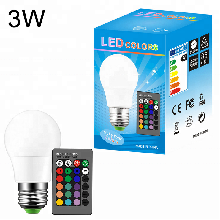 Indoor Decoration Remote Control 5W E27 RGB SMD LED Smart  Light Bulbs LED Bulb Light