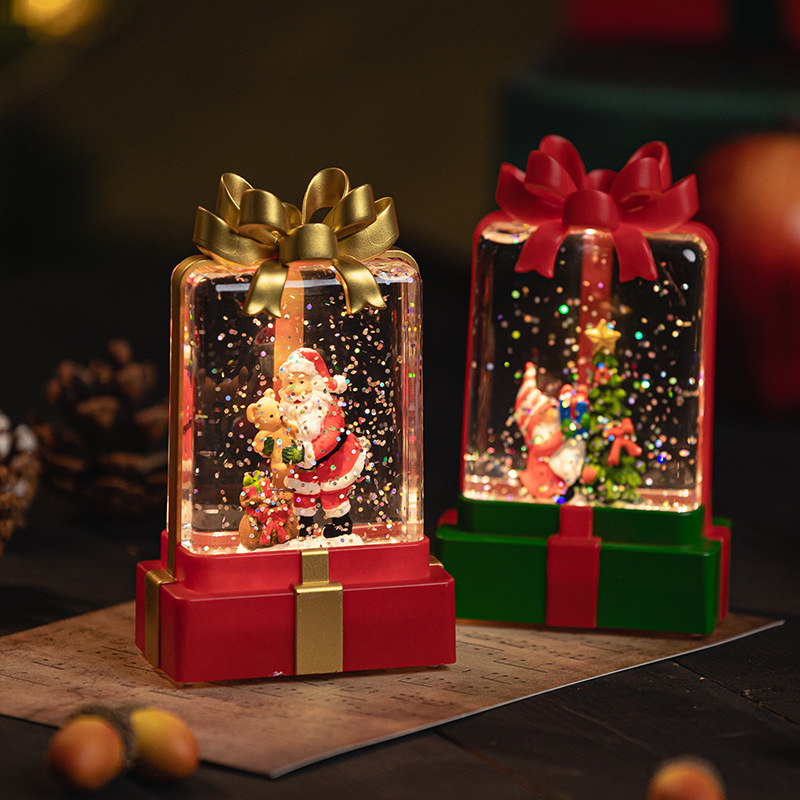 Led Creative artificial Christmas Acrylic Crystal Decor Light Battery Crown Xmas Decorations Lights Table Lamp Holiday lighting