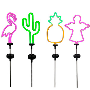 Flamingo Cactus Palm Tree Christmas Decorative Solar Neon Garden Yard Stake  Light