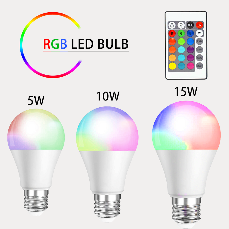 Smart Led Light A70 Indoor 220V Color Changing E27 E26 B22 10W Tuya Smart Remote Control RGB Bulb Light 3W 5W 10W 15W For Living