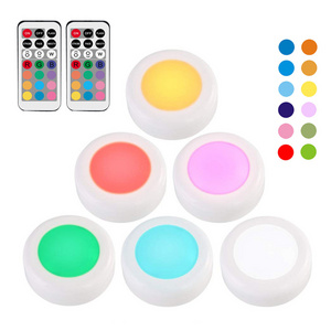 Mini Battery Operated Remote Controller RGB LED Ceiling Puck Light