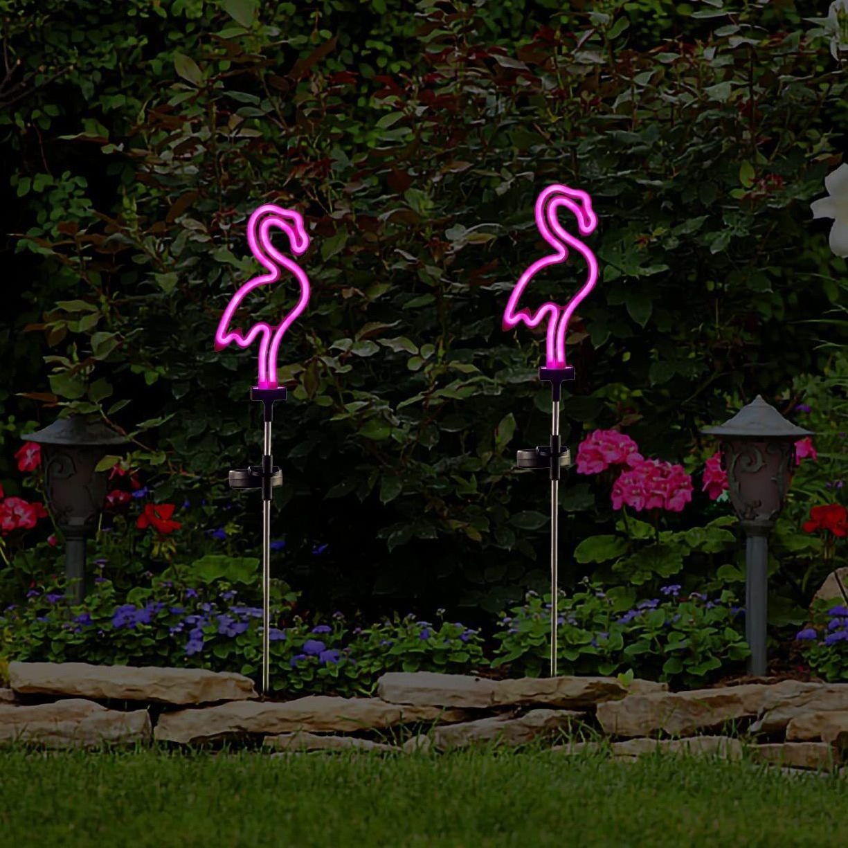 Flamingo Cactus Palm Tree Christmas Decorative Solar Neon Garden Yard Stake  Light