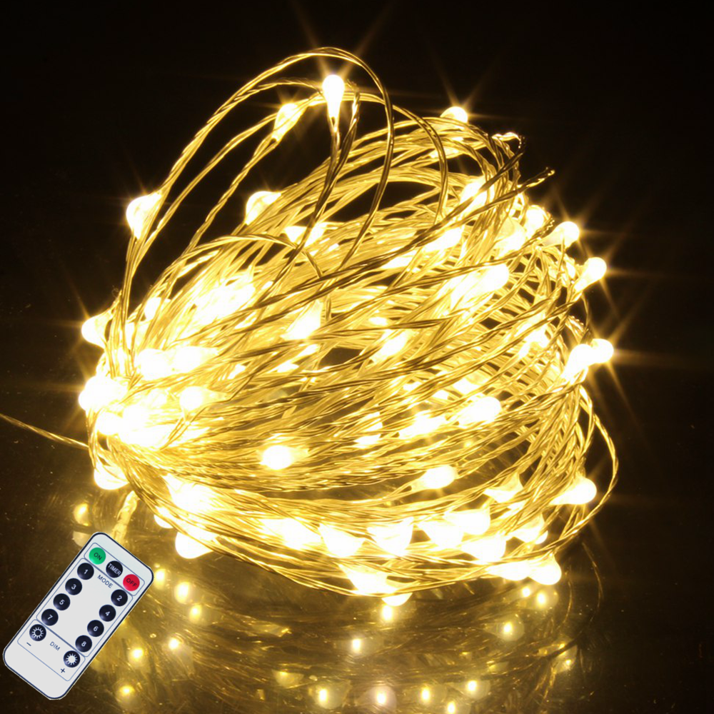 5M 10M 20M Waterproof Remote Control Fairy Lights Battery Operated String Copper Wire Led String Lights With Timer