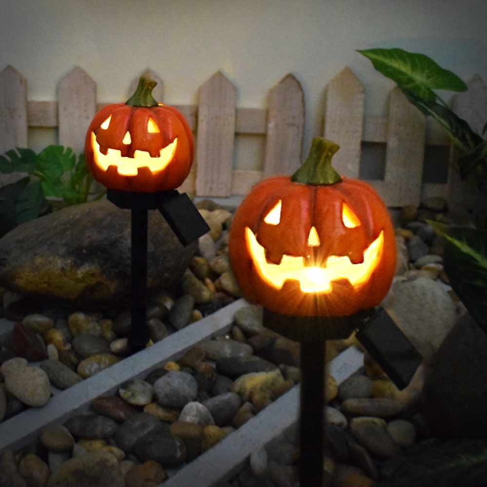 Solar Garden Halloween Stake Lights Pumpkin Landscape Lighting Solar Pathway Lights for Outdoor Garden