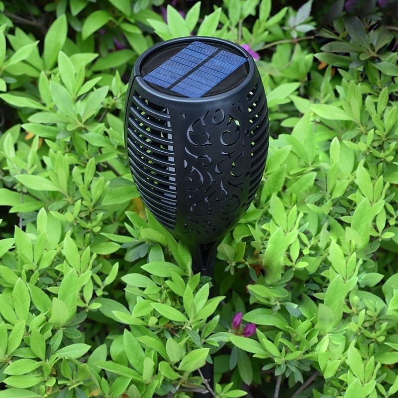 Waterproof Pathway Ground Landscape Exterior Outdoor Garden Led Solar Torch Light Flickering Flame