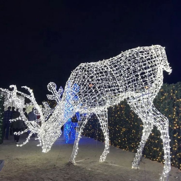 High Quality Outdoor Giant Decoration Acrylic Reindeer Holiday 3d Christmas Deer LED Motif Light