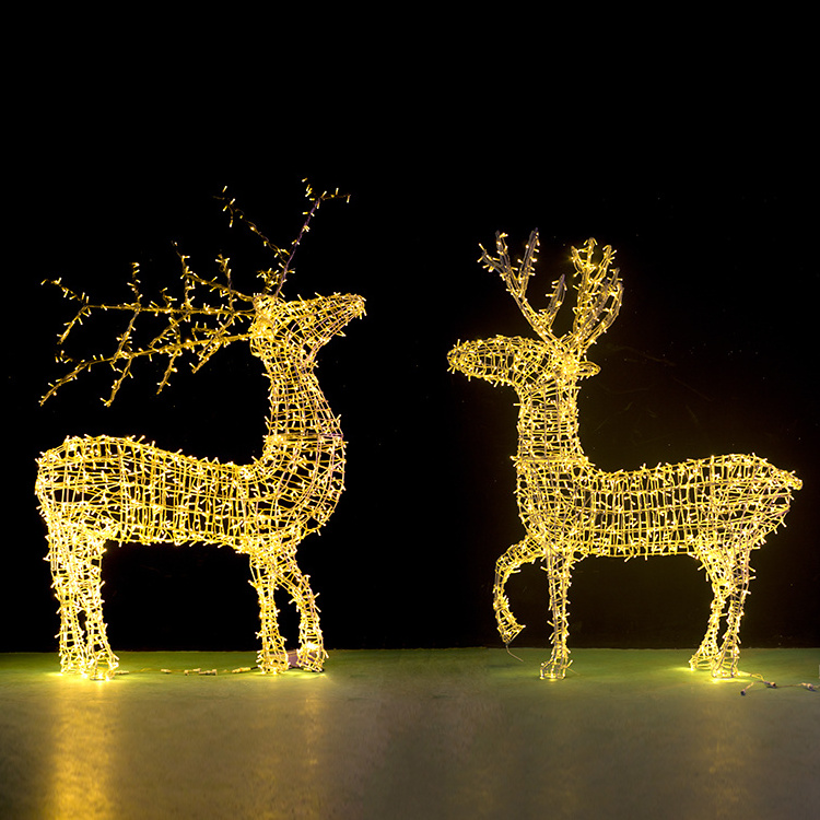 High Quality Christmas Decoration Animal 3d Reindeer Street Custom Led Deer Motif Light