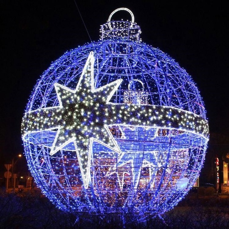 Outdoor shopping mall decorative led 3d large snowflake ball light motif lighting