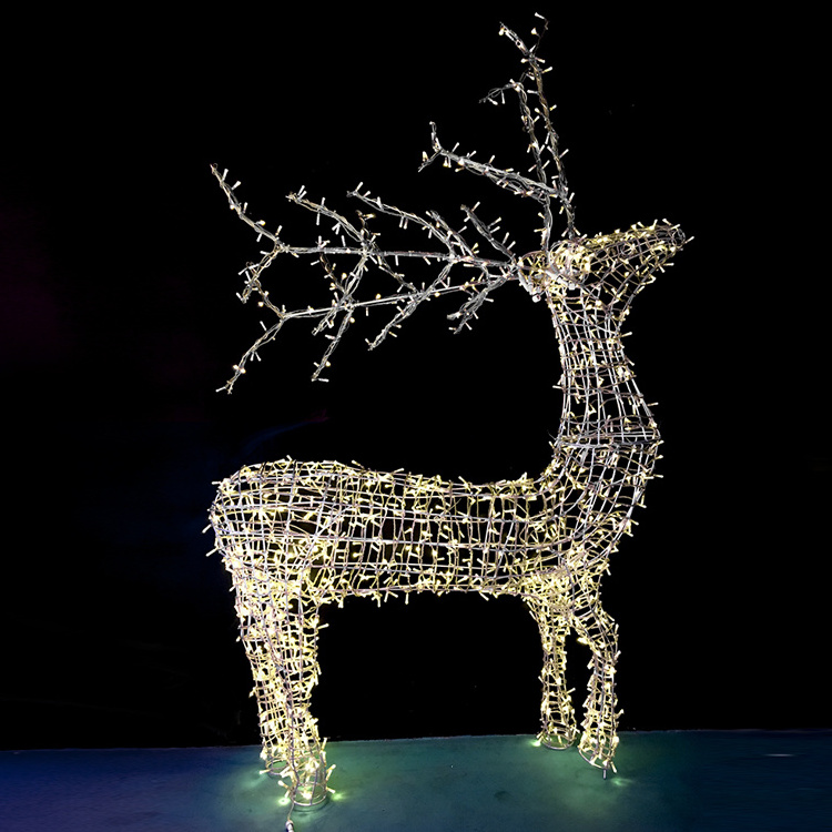 High Quality Christmas Decoration Animal 3d Reindeer Street Custom Led Deer Motif Light