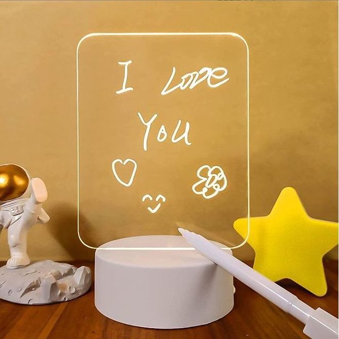 Hot Sale DIY Blank Clear 3D Acrylic Rewritable Led light note board Lamp 3d message board acrylic lamp