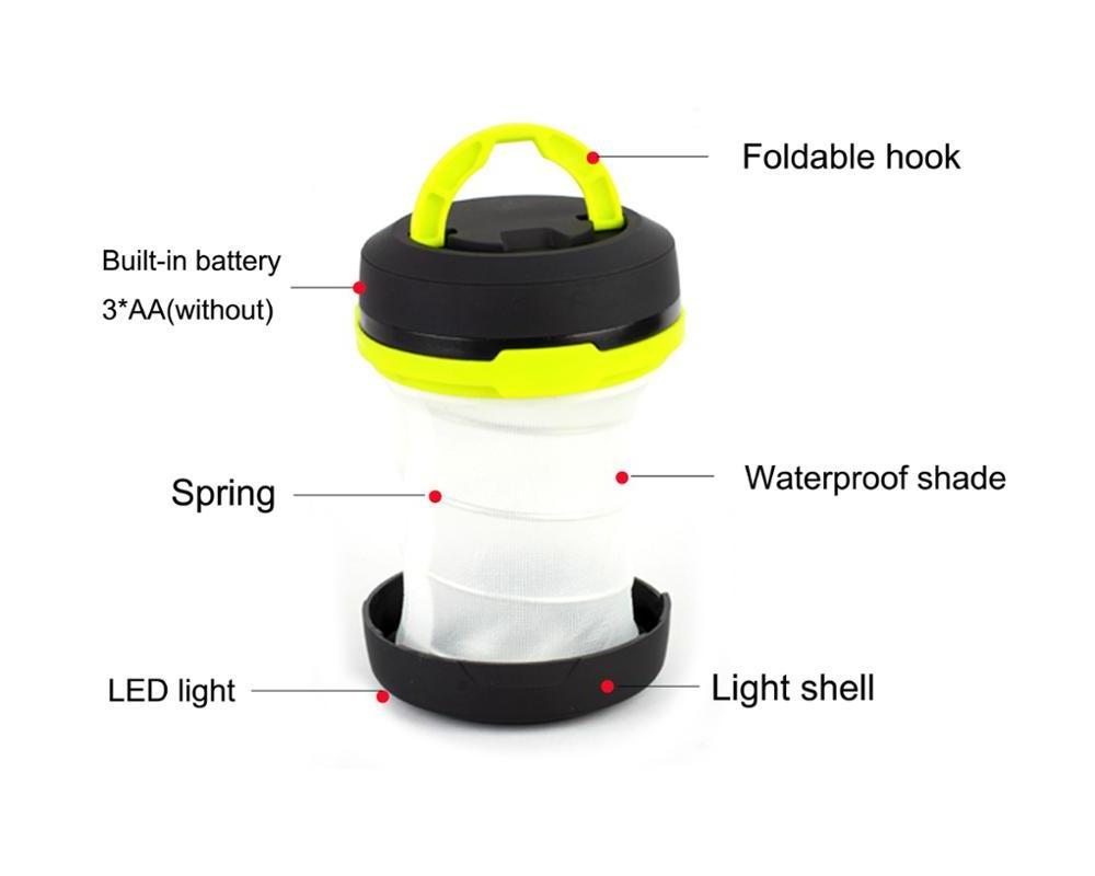 Multi-functional Plastic Outdoor Solar Power Portable Collapsible LED Light Camping Lantern with Hanging Hook