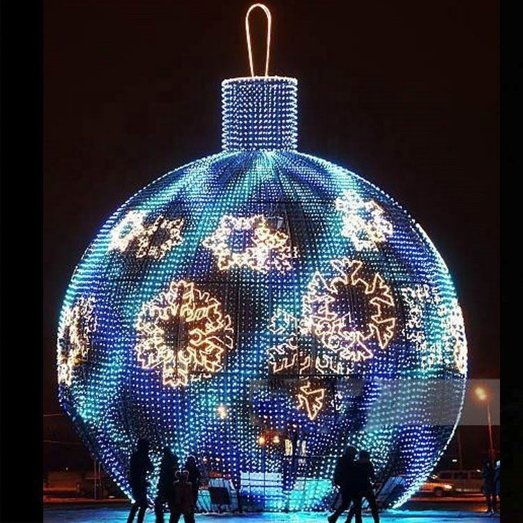 Outdoor shopping mall decorative led 3d large snowflake ball light motif lighting