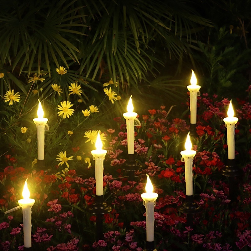 Solar Candle Lights Outdoor Lantern Garden Pathway Lights with Stake