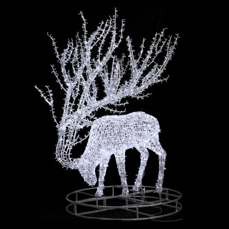 Custom Design Mall Outdoor White Fairy Giant Led 3d Christmas Reindeer Motif Light