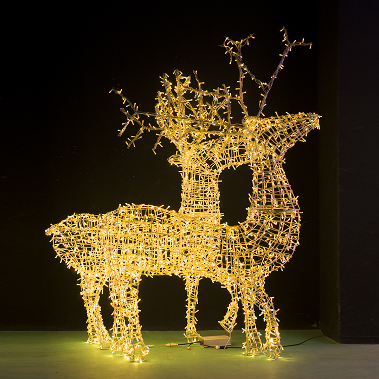 High Quality Christmas Decoration Animal 3d Reindeer Street Custom Led Deer Motif Light