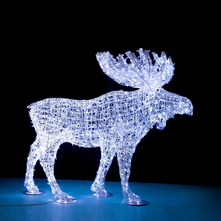 Custom Design Mall Outdoor White Fairy Giant Led 3d Christmas Reindeer Motif Light