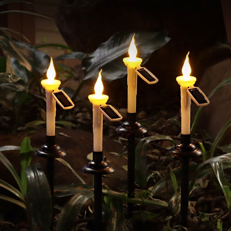 Solar Candle Lights Outdoor Lantern Garden Pathway Lights with Stake