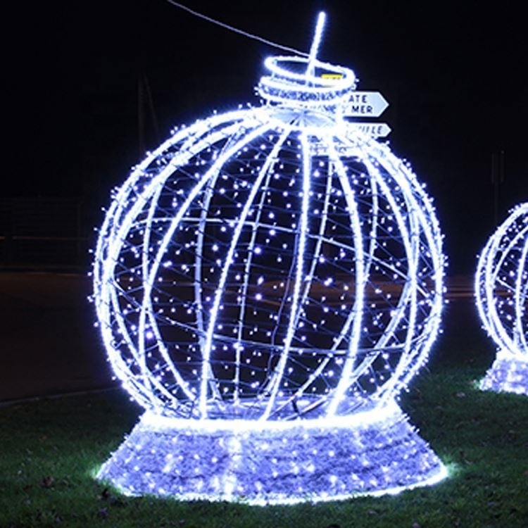 Outdoor shopping mall decorative led 3d large snowflake ball light motif lighting