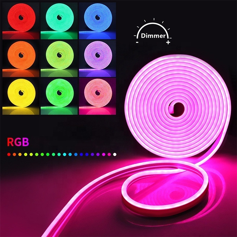 Bluetooth APP control RGB LED Neon Rope Light with 16 Million DIY Colors Dimmer 10ft Neon Neon Lights for Bedroom Living Room