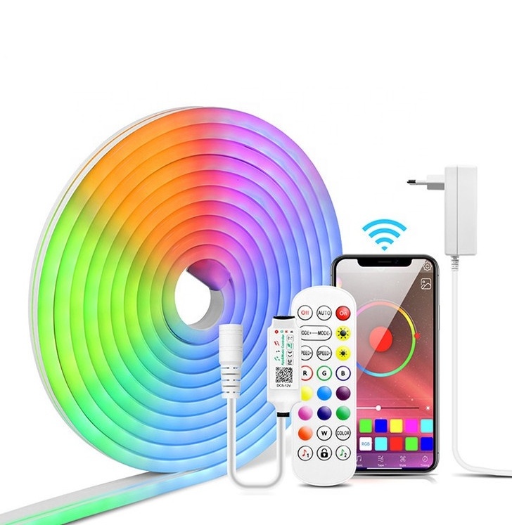 Bluetooth APP control RGB LED Neon Rope Light with 16 Million DIY Colors Dimmer 10ft Neon Neon Lights for Bedroom Living Room