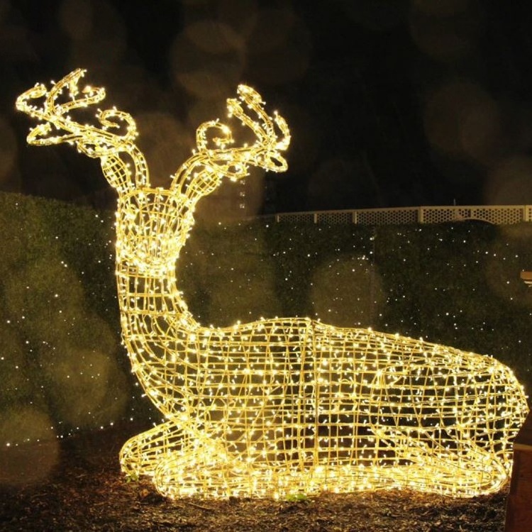 Outdoor Holiday Decoration Reindeer Led 3d Street Christmas Animal Deer Light Motif