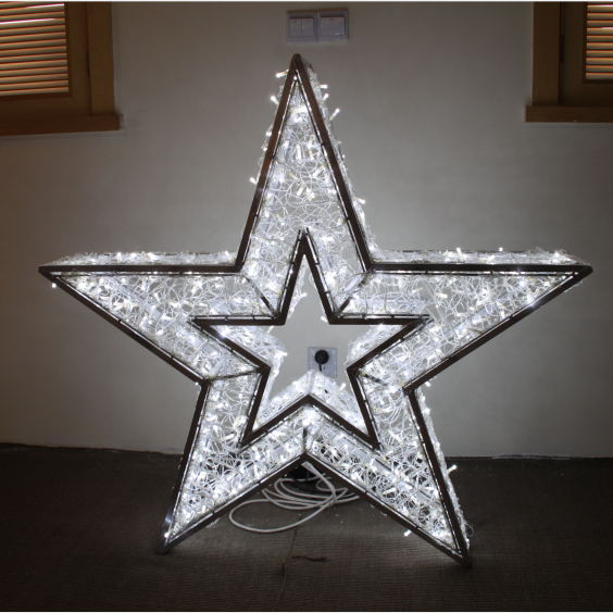 3D Commercial Motif Light Decoration Large Outdoor Large Lighted Christmas Star For Christmas