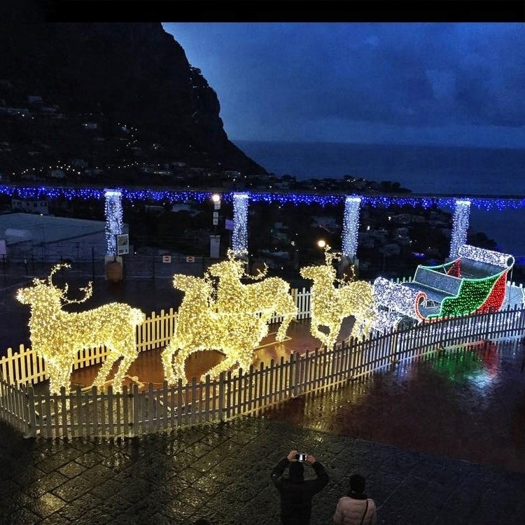 Christmas Outdoor Street Running Strip 3d Acrylic Led Deer Car Reindeer Motif Lights