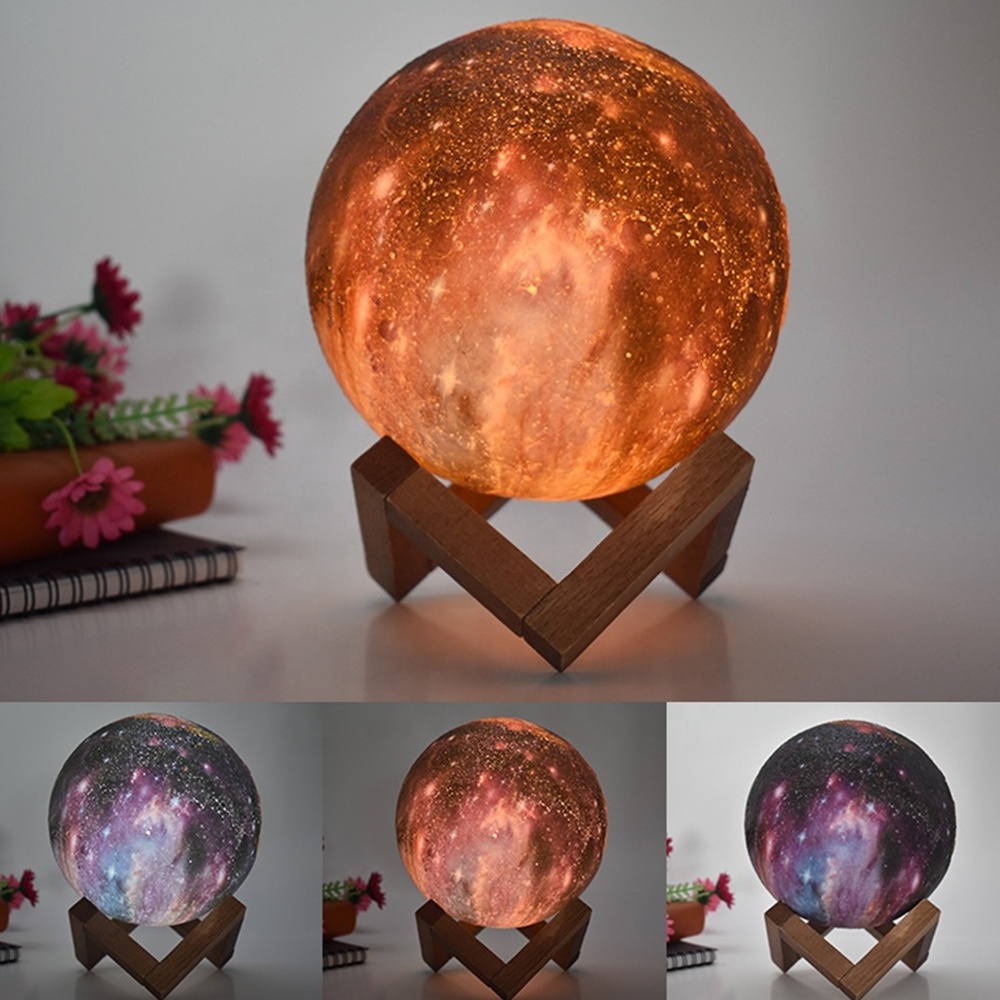 Children Kids Bedroom Night lamp Rechargeable Touch 16 Colors Light LED 3D Print Galaxy Moon Lamp Night Light