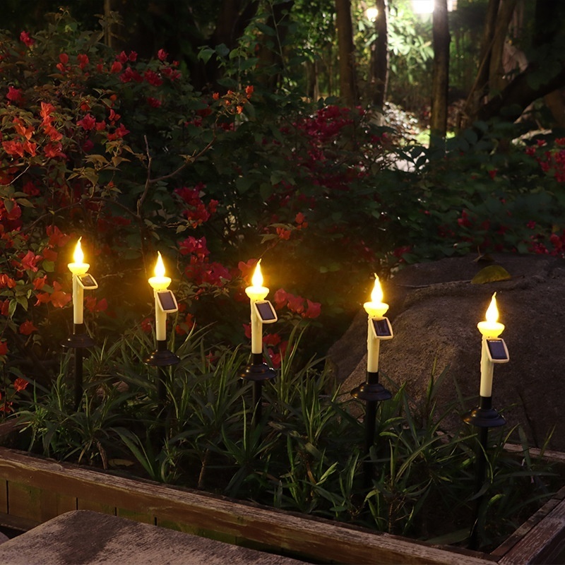 Solar Candle Lights Outdoor Lantern Garden Pathway Lights with Stake