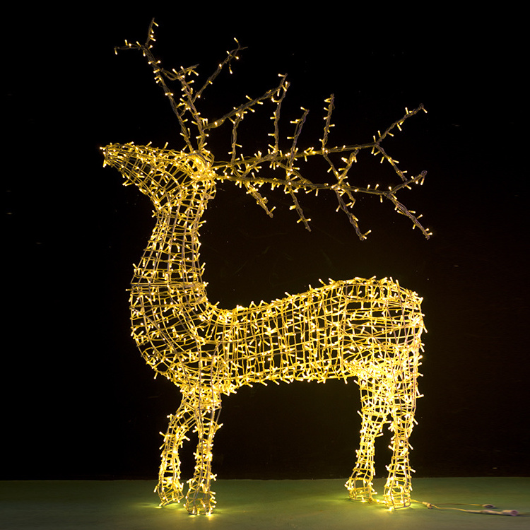 High Quality Christmas Decoration Animal 3d Reindeer Street Custom Led Deer Motif Light