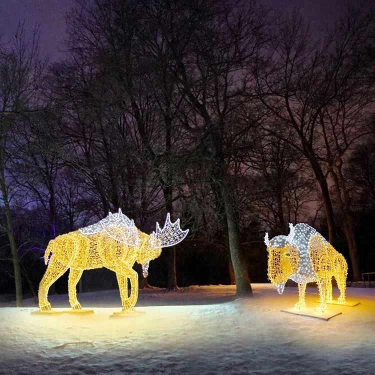 Outdoor Street Mall Led Christmas Decorative Reindeer Animal Sculpture Motif Lights