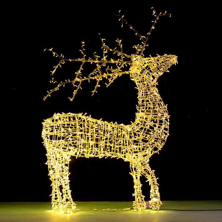 High Quality Christmas Decoration Animal 3d Reindeer Street Custom Led Deer Motif Light